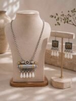 Traditional Silver-Tone Ethnic Jewellery with Matching Earrings