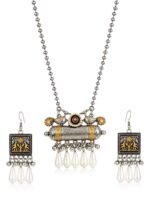 Traditional Silver-Tone Ethnic Jewellery with Matching Earrings - Image 4