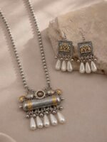 Traditional Silver-Tone Ethnic Jewellery with Matching Earrings - Image 3