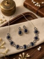 Blue Stone Oxidized Necklace Set