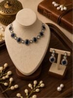 Blue Stone Oxidized Necklace Set - Image 3