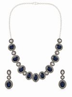 Blue Stone Oxidized Necklace Set - Image 4