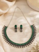 Emerald Green Oxidized Choker Necklace Set