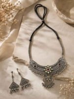 Oxidized Tribal Heart Pendant Necklace Set - Image 3