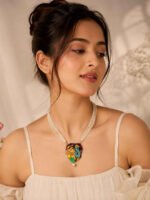 Radha Krishna Hand-Painted Pearl Necklace - Image 3