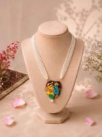 Radha Krishna Hand-Painted Pearl Necklace - Image 2