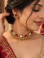 Aarohi Ruby Hexagon Choker Set - Image 2