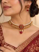 Gulabi Meher Floral Kundan Necklace Set - Image 2
