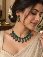 Rajsi Mirror work Oxidised Choker Set - Image 2