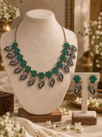 Rajsi Mirror work Oxidised Choker Set