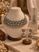 Rajsi Mirrorwork Oxidised Choker Set