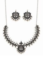 Shyamala Blue Stone Temple Necklace Set - Image 4