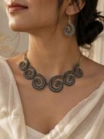 Swirl Heritage Oxidised Silver Necklace Set