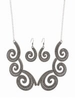 Swirl Heritage Oxidised Silver Necklace Set - Image 4