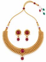 Vamika Ruby Beadwork Choker Set - Image 4